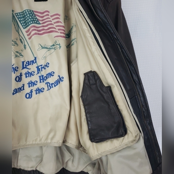 Vtg 80s Wilsons Leather Jacket Men's L A 2 Bomber Flight Motorcycle Brown Heavy. - Picture 10 of 15